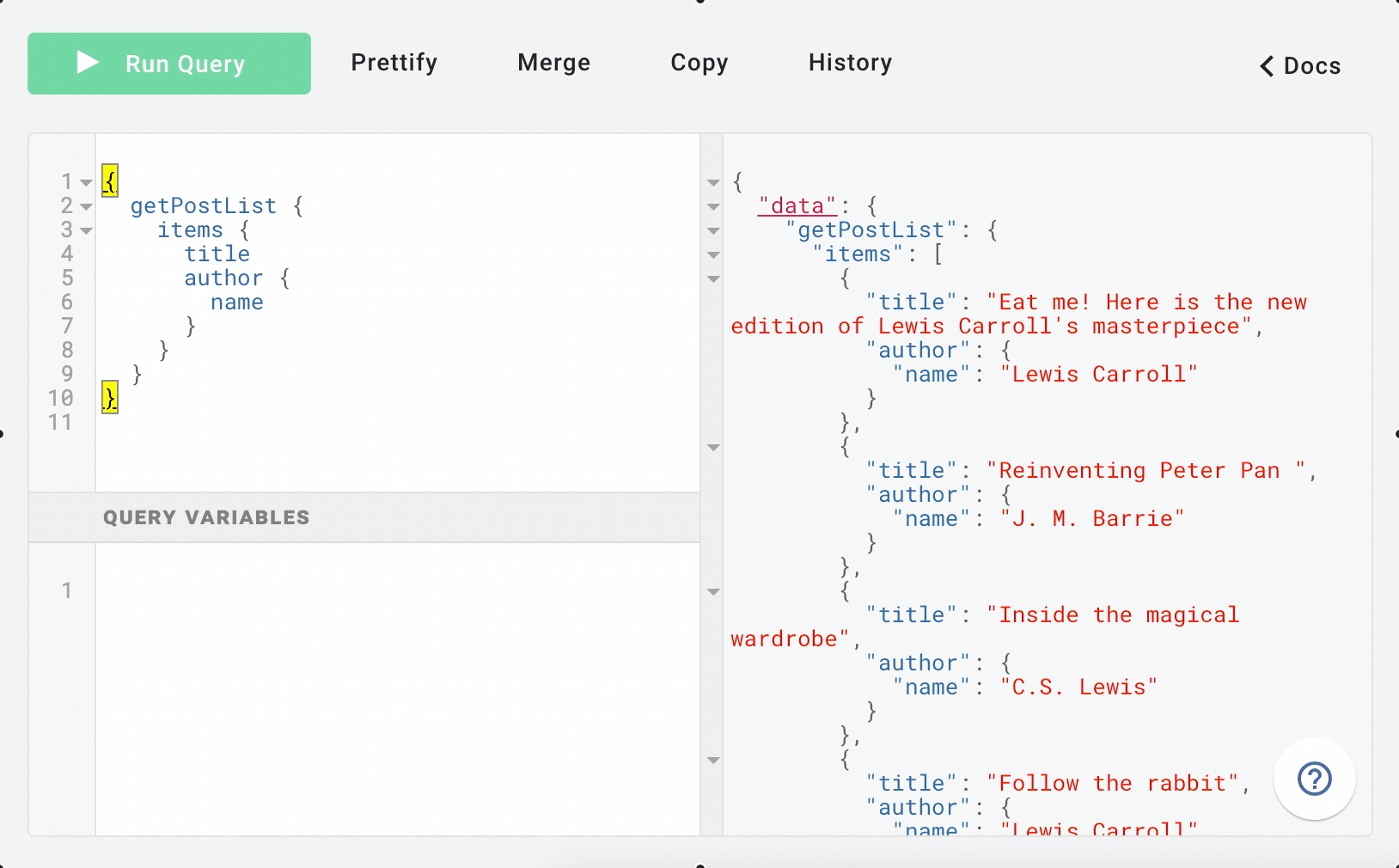 Code completion of properties and operators in the API Explorer makes it easy to write and test filters.